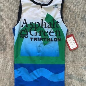 SUGOI Women’s RS Tri Tank in Vibrant Blue and Green Sz XS